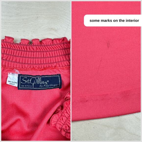 Vintage 1960s Pink Salmon Long Sleeve Mock Neck Keyhole Midi Dress - Picture 5 of 7